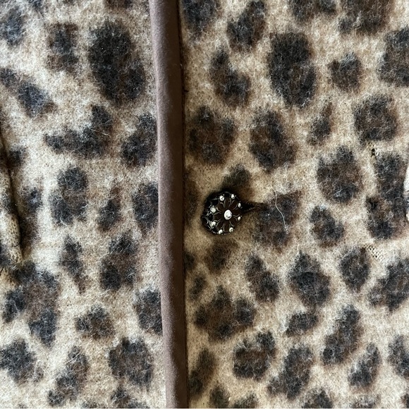 Talbots Leopard Print Merino Wool Long Sleeve Bling Button Blazer/Jacket Sz PL - Picture 3 of 13